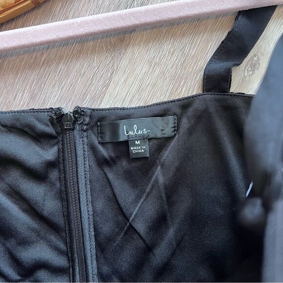 Lulus black mesh velvet burnout mini dress women’s size M - Picture 6 of 8